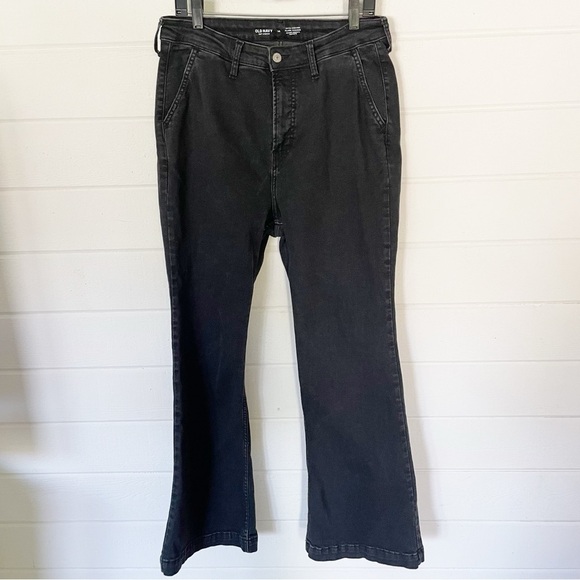 Old Navy Women’s Washed Black Extra High Rise Flare Trouser Jeans Size 14 - Picture 1 of 7